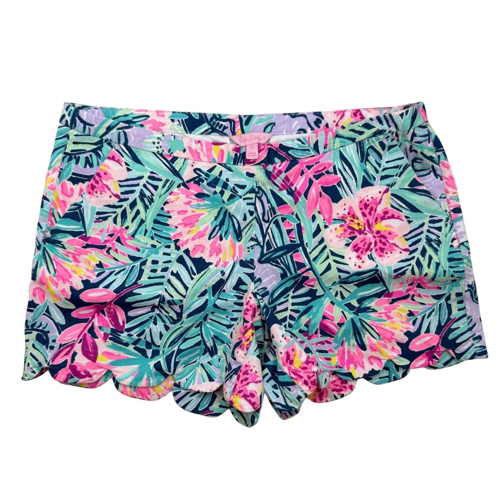 Lilly Pulitzer Buttercup Shorts Scalloped Hem Womens 12 Tropical‎ Floral